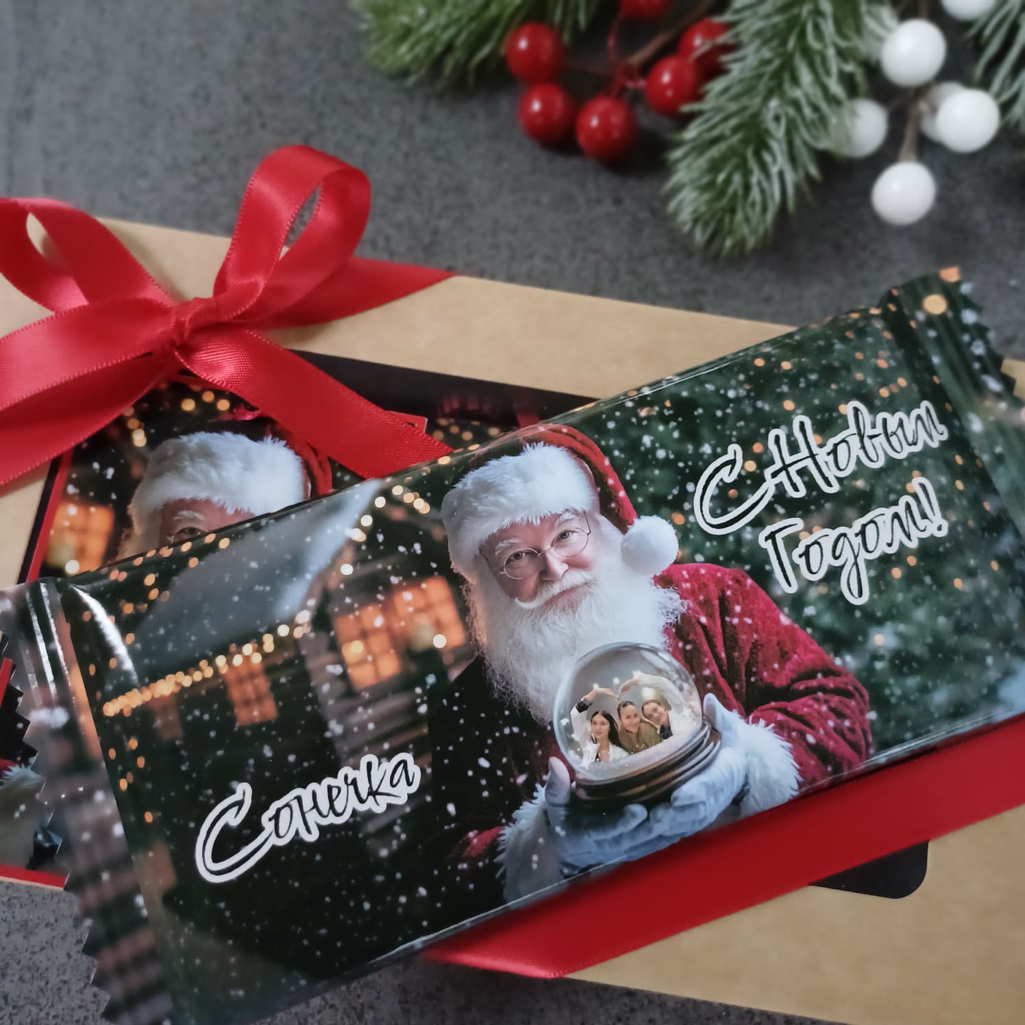 Personalizēta šokolāde ar bildi sniega bumbā - Image 2