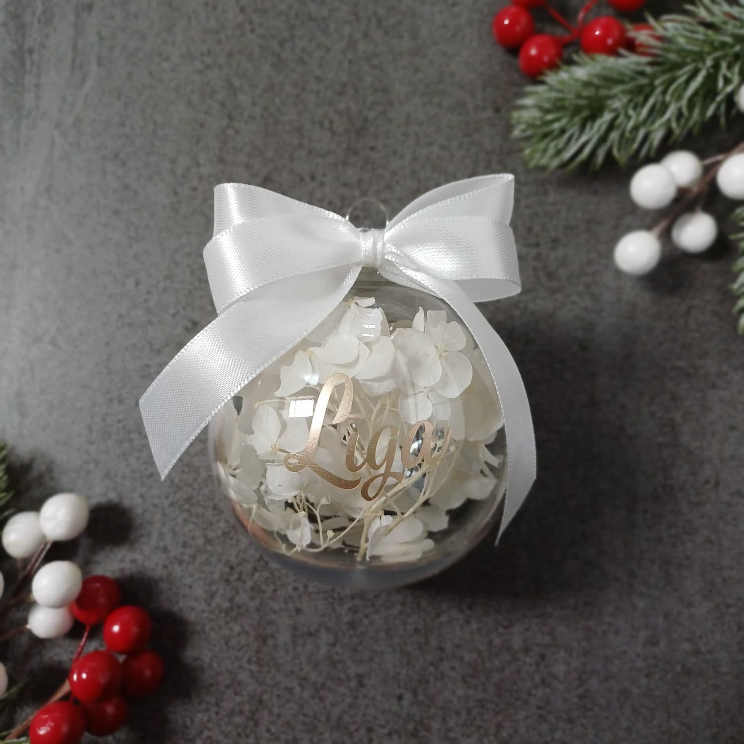 Personazliēta eglīšu bumba ar hortenziju 2026 - Image 5